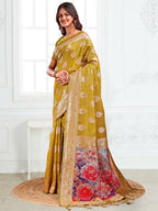 Shree Shyam Fashion Linen Cotton Mhendi Green Saree - Distacart