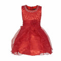Asmaani Baby Girl's Red Color Satin Knee Length Frock (AS-DRESS-22140)