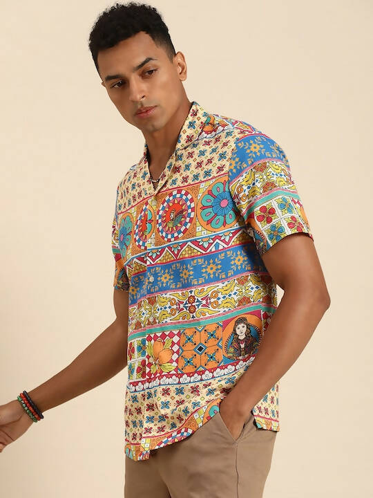Multicoloured Relaxed Opaque Printed Casual Resort Shirt - Mahotsav