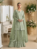 Anaita Green Heavy Net Readymade Suit with Embroidery & Sequence Work - Distacart