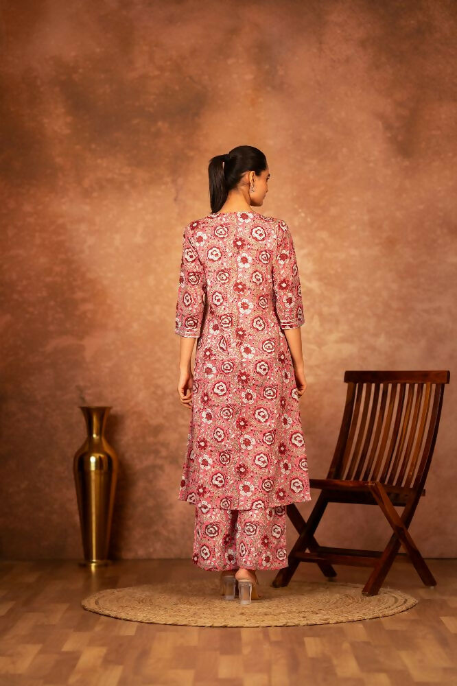 Joban Fashion Pink Hand Block Printed Cotton Suit Set - Distacart
