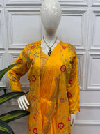 Teeya Creation Yellow Color Chinon Silk Designer Embroidery Work Ready To Wear Saree With Koti - Distacart