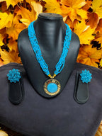 Inhanns All-Day Statement Beaded Necklace Set - Sky Blue
