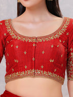 Joban Fashion Women Silk Dark-Red Stitched Blouse