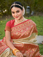 Shree Shyam Fashion Banarasi Silk White Saree - Distacart
