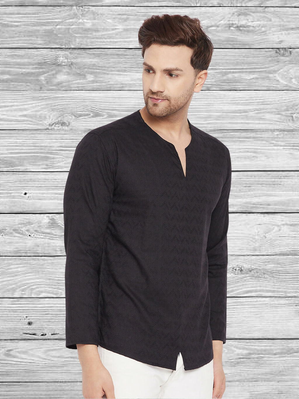 Even Apparels Men's Rayon Black Kurta
