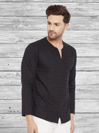 Even Apparels Men's Rayon Black Kurta