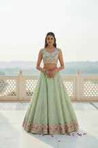 Lehenga Mart Designer Indian Wedding Lehenga Choli-Pista Green - Distacart
