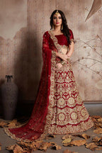Jyoti Fashion Mesmerizing Red Sequins Embroidered Velvet Lehenga Choli with Dupatta