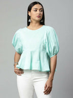 Ahalyaa Women Summer Blue Cotton Printed Tunic - Distacart