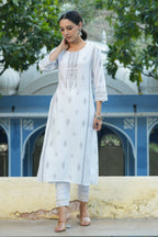 Juniper Women's White Rayon Placement Printed Straight Kurta - Distacart