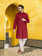 Even Apparels Men's Pure Cotton Maroon Kurta