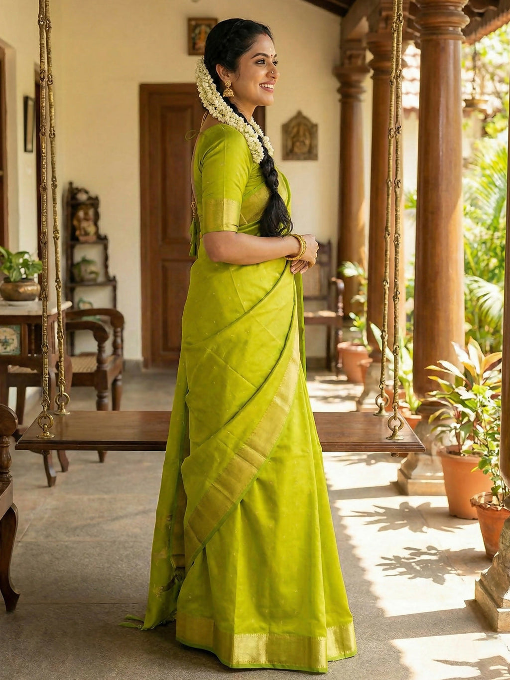 Shree Shyam Fashion Parrot Green Soft Silk Saree - Distacart