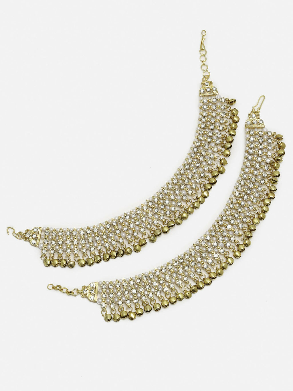 Women's Gold White Ghungroo Anklets - Ruby Raang - Distacart
