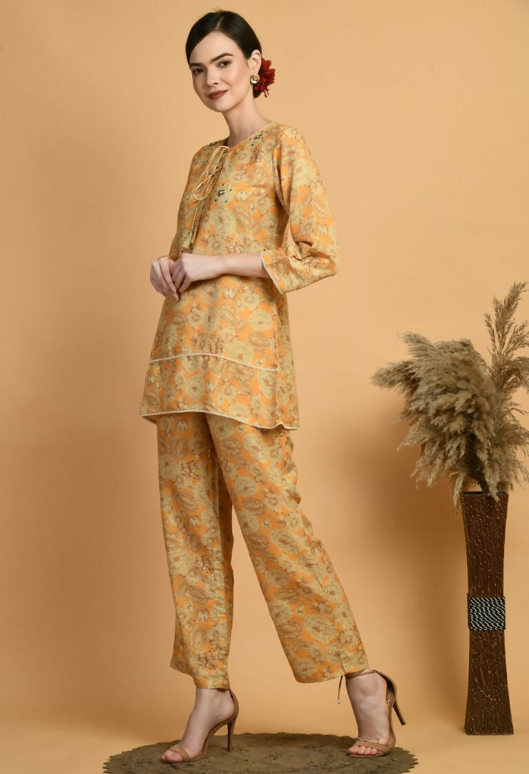 Joban Fashion Mustard Maslin Kurta Set