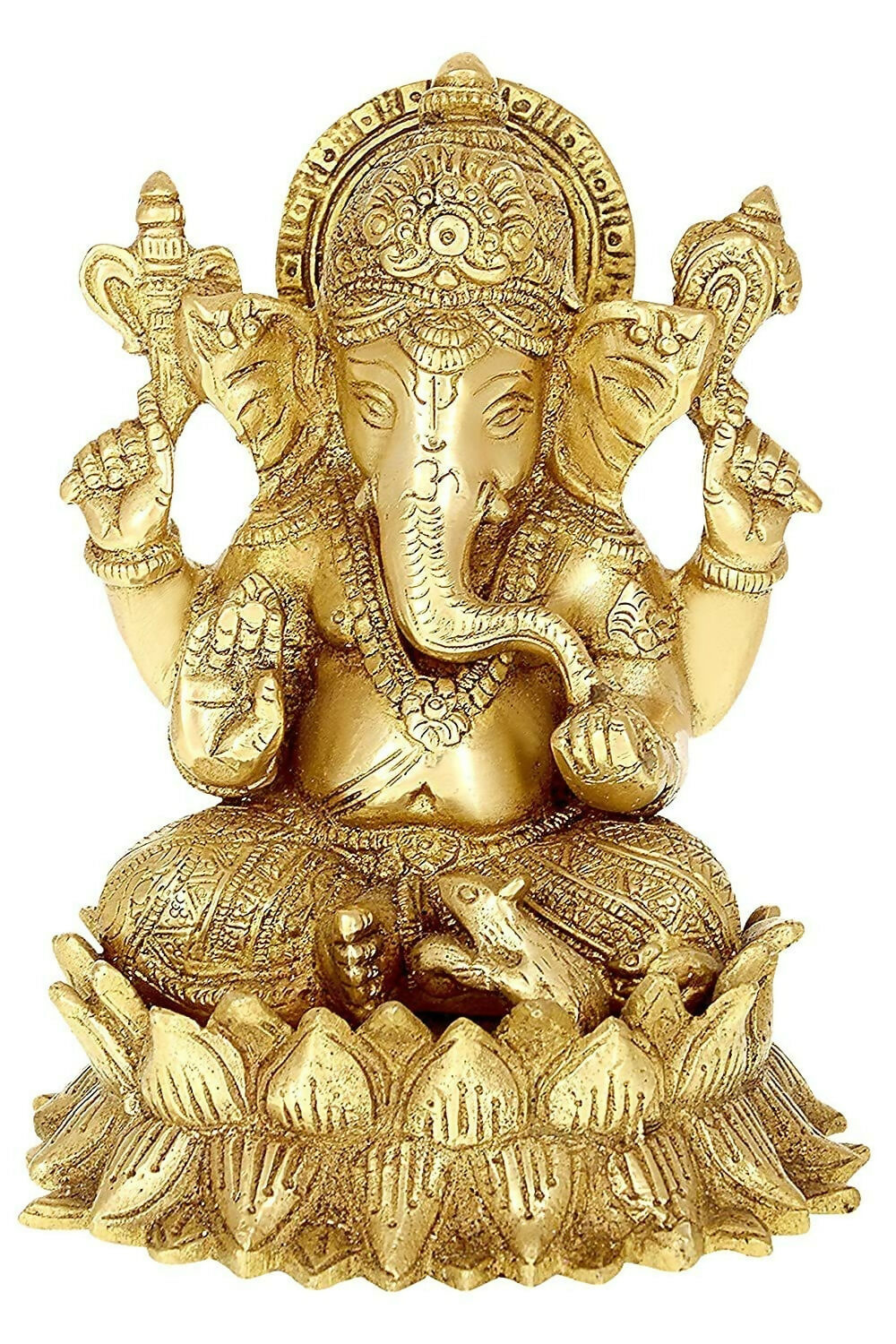 Umi Brass Lord Ganesha Sitting On Lotus