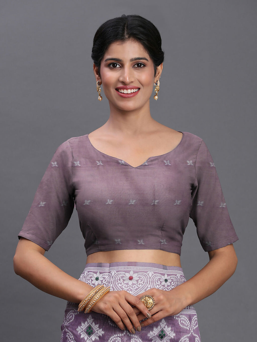 Shree Shyam Fashion Linen Cotton Violet Saree - Distacart