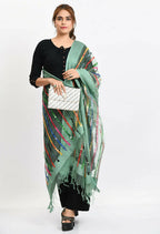 Mominos Fashion Moeza Women's Orgenza Multi Thread Mirror Work Pista Green Dupatta - Distacart