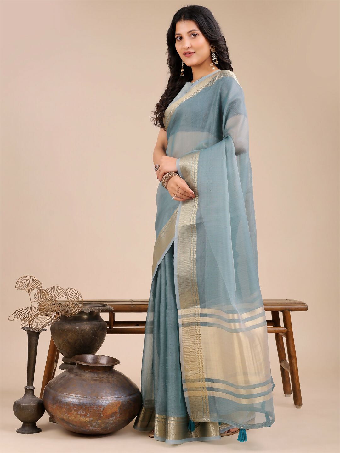 Shree Shyam Fashion Seoul Sea Green Organza Saree