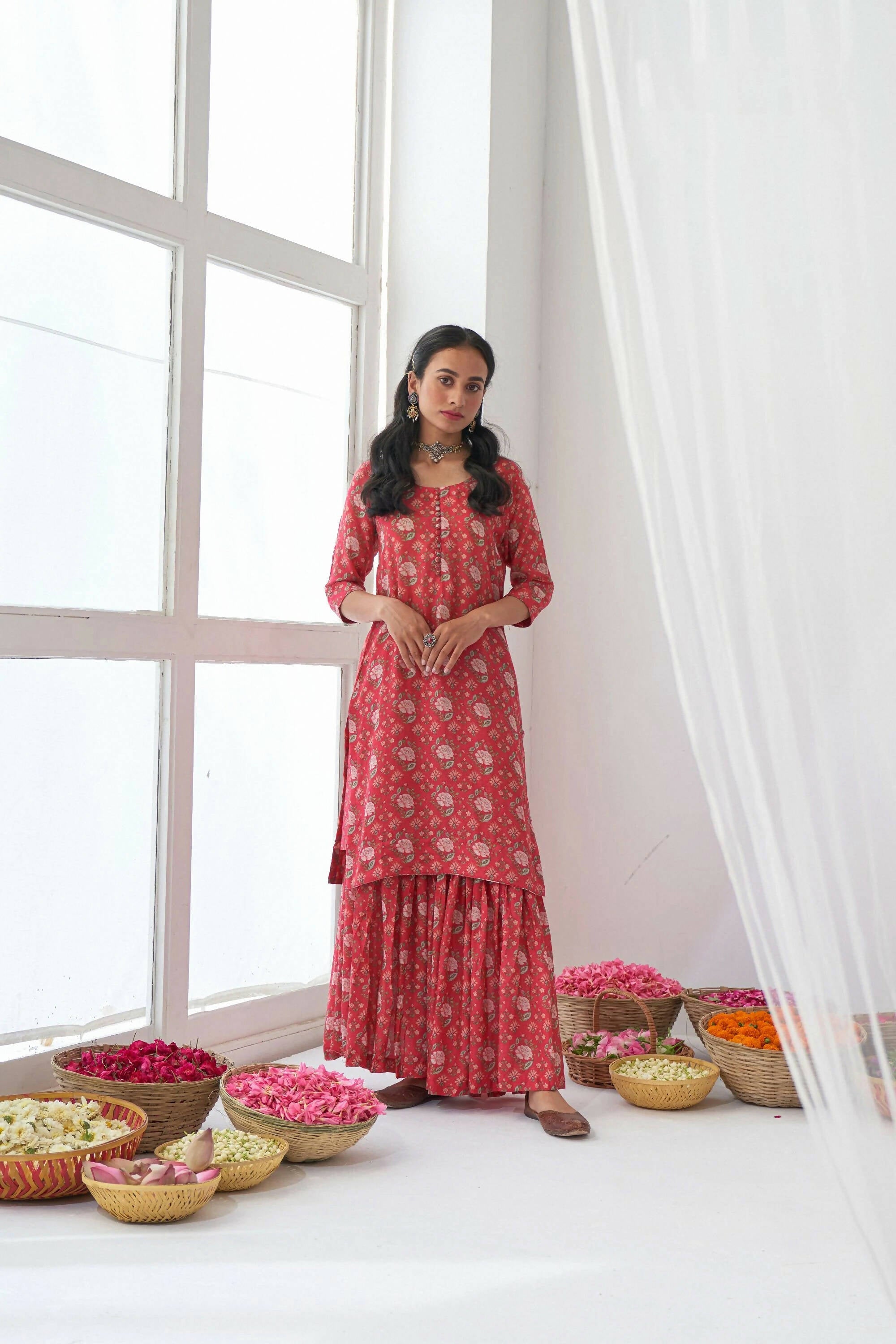 Designer Stylish Red Muslin Stitched Suit With Dupatta - Anbazaar - Distacart