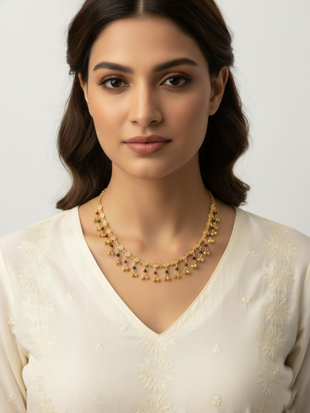 NVR Women Gold Plated Multicolour Minimal chain - Distacart