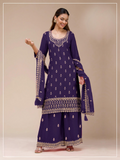 Anaita Purple Georgette Stitched Suit with Heavy Embroidery Work - Distacart