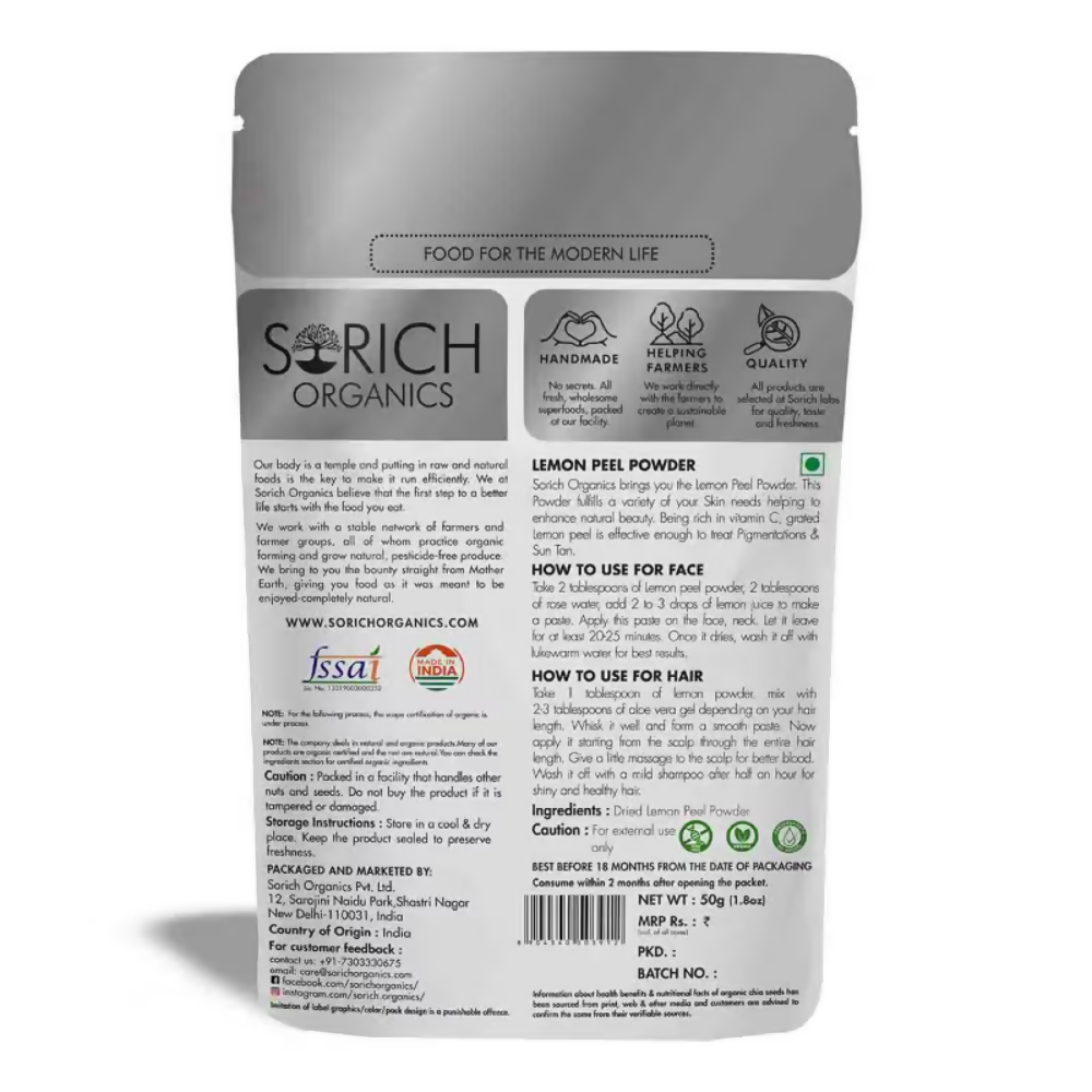 Sorich Organics Dried Lemon Peel Powder