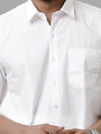 Ramraj Cotton Mens Half Sleeve White Shirt Plus Size - Samrat Cotton