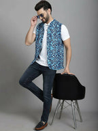 Even Apparels Nehru Jacket With Welt Pockets - Blue