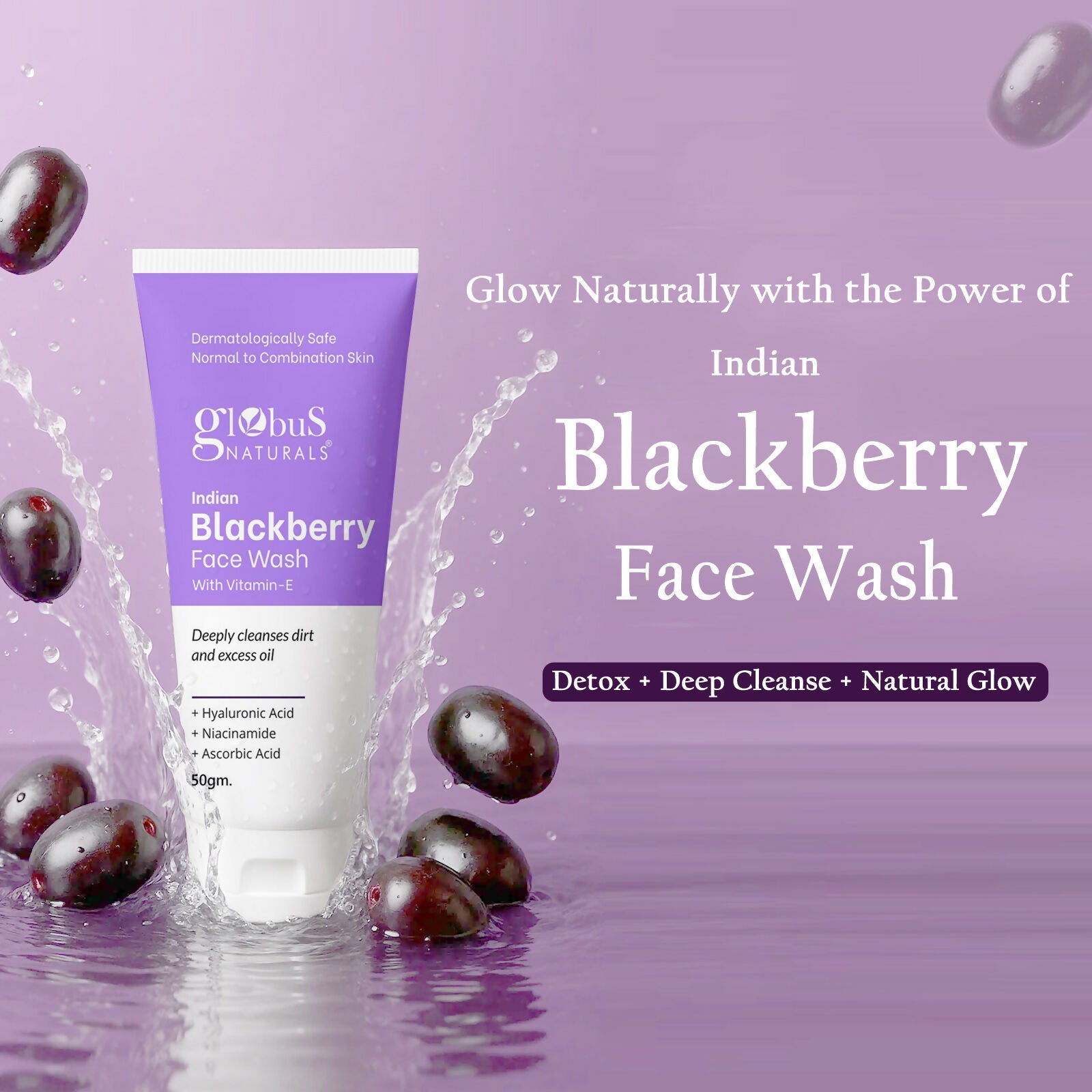 Globus Naturals Indian Blackberry Face Wash with Vitamin E - Distacart