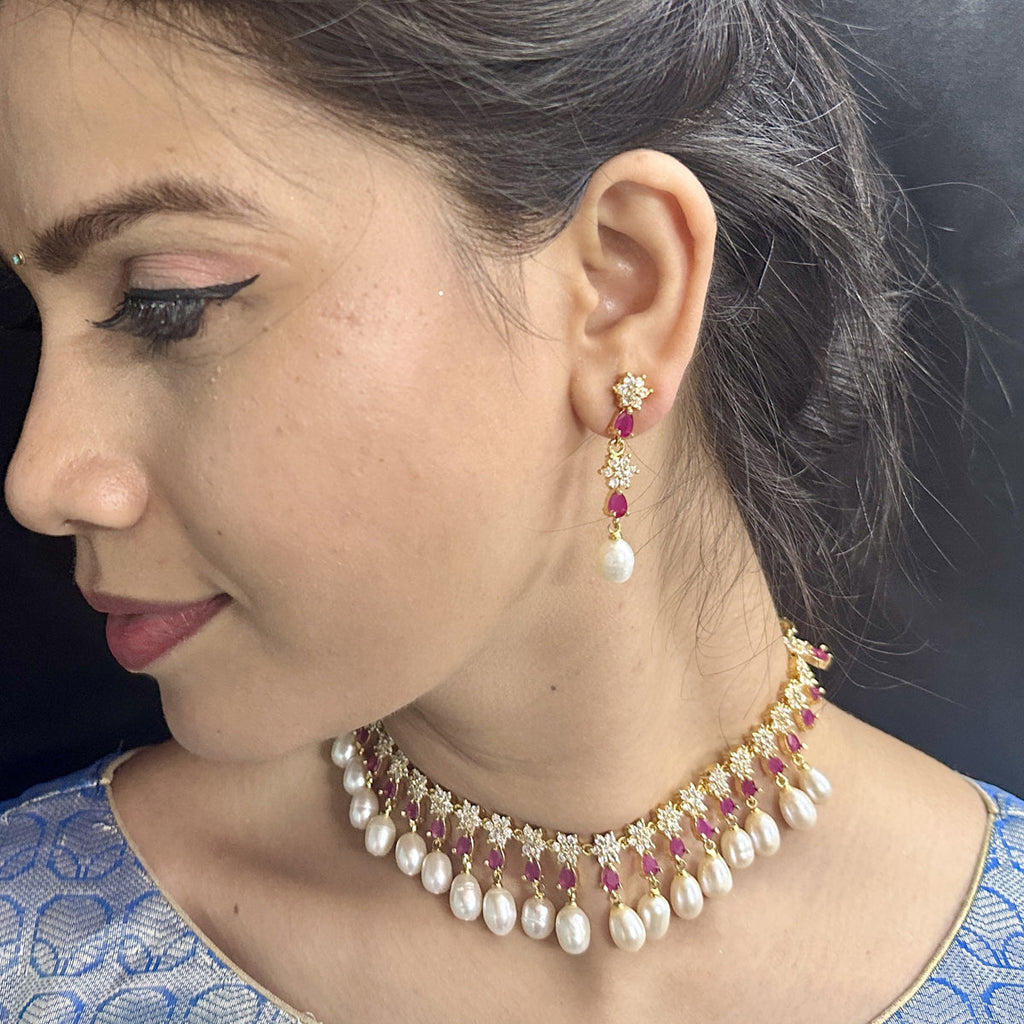 J Pearls Ekaaksh Pearl Necklace Set