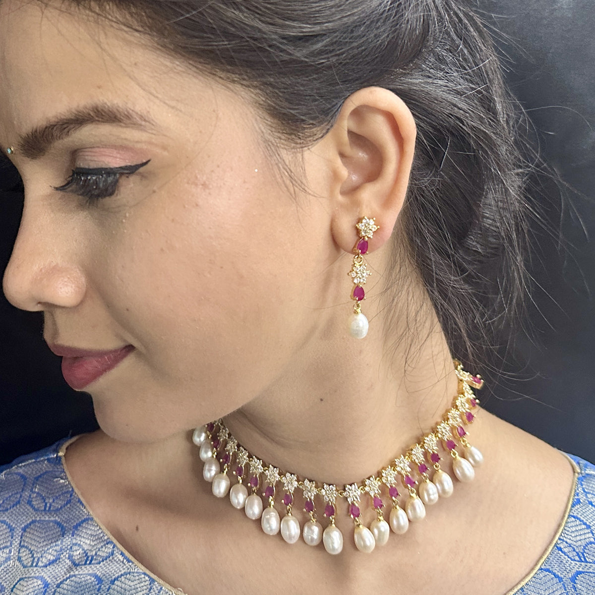 J Pearls Ekaaksh Pearl Necklace Set