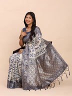 Shree Shyam Fashion Linen Cotton Navy Blue Saree - Distacart