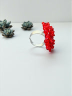 Inhanns Rang-E-Roshan Adjustable Ring – Handmade Crystal Statement Ring - Red Big