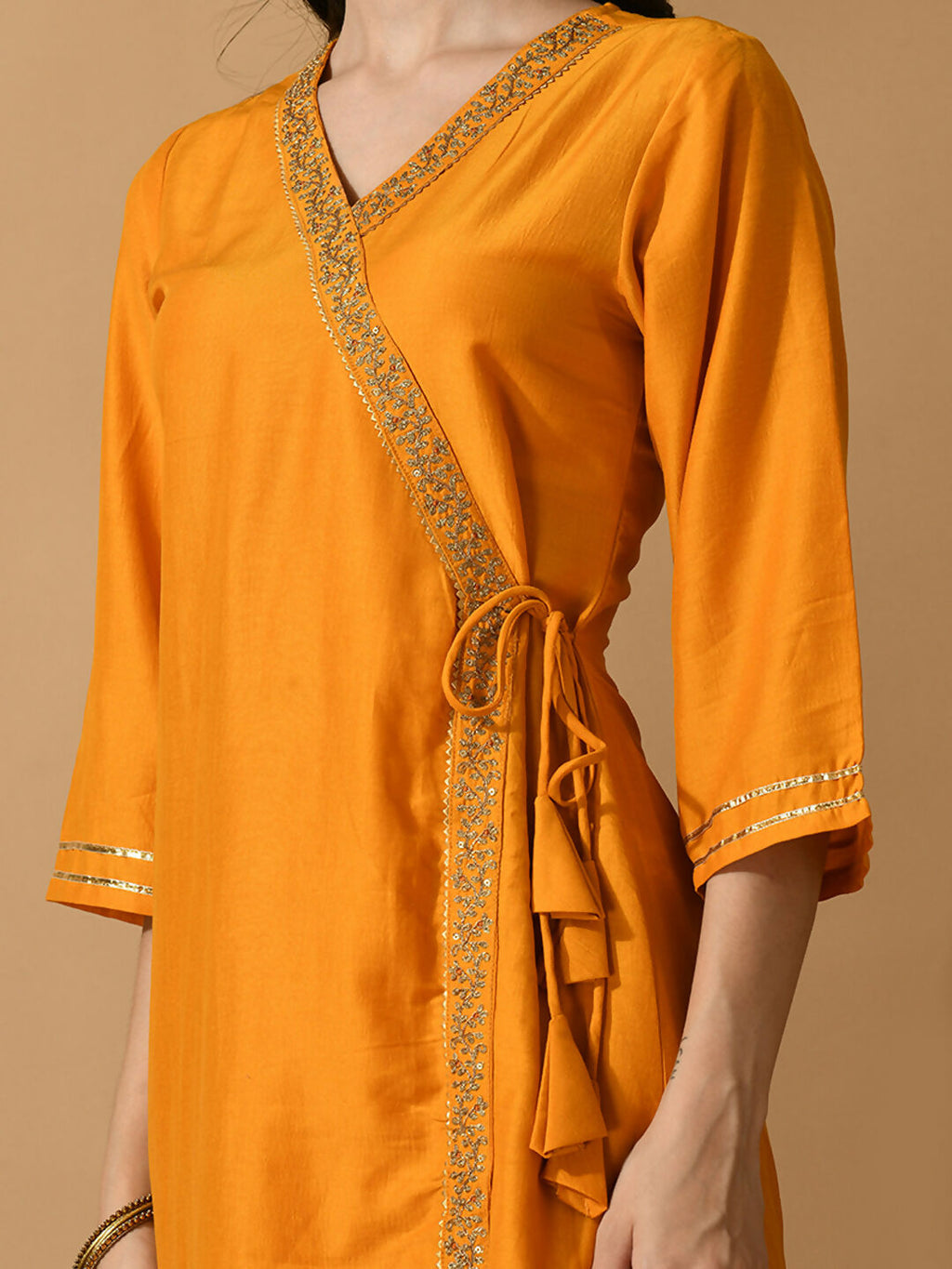 Myshka Women's Yellow Solid Party Kurta Sets