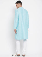 Even Apparels Blue Rayon Men's Kurta With Band Collar - Distacart