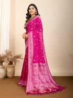 Pink Soft Silk Woven Meenakari Designer Saree - Vedanti