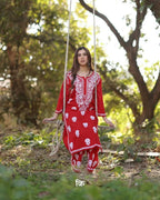 Joban Fashion REd Kurta Set Rayon Embroidery Sequence Work - Distacart