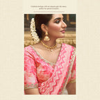 Pink Gajji Silk Foil With Moti Work Saree With Unstitched Blouse - Norita Gajri