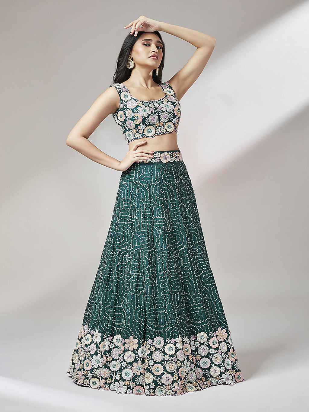 House of Panchhi Teal Georgette heavy Sequinse embroidery Lehenga choli & Dupatta