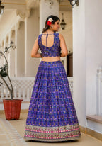 Wedding Partywear Royal Blue Slim Georgette Lehengha Choli With Dupata - Agnidhara