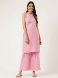 Joban Fashion Pink Rayon and Embroidered Work Straight Kurta Bottom Set