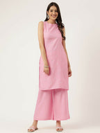 Joban Fashion Pink Rayon and Embroidered Work Straight Kurta Bottom Set