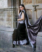 DEIANA'S Beautiful Designer Golden zari Soft Lichi Silk Saree - Black