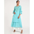 Cheera Women's Anarkali Double Layerd Kurta With Contrast Embroidery And Side Dori Tasal (CH020K)