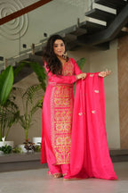 Joban Fashion Gajri Kurta Set Silk Sequins , Zari, Coding & Thread Embroidered work - Distacart