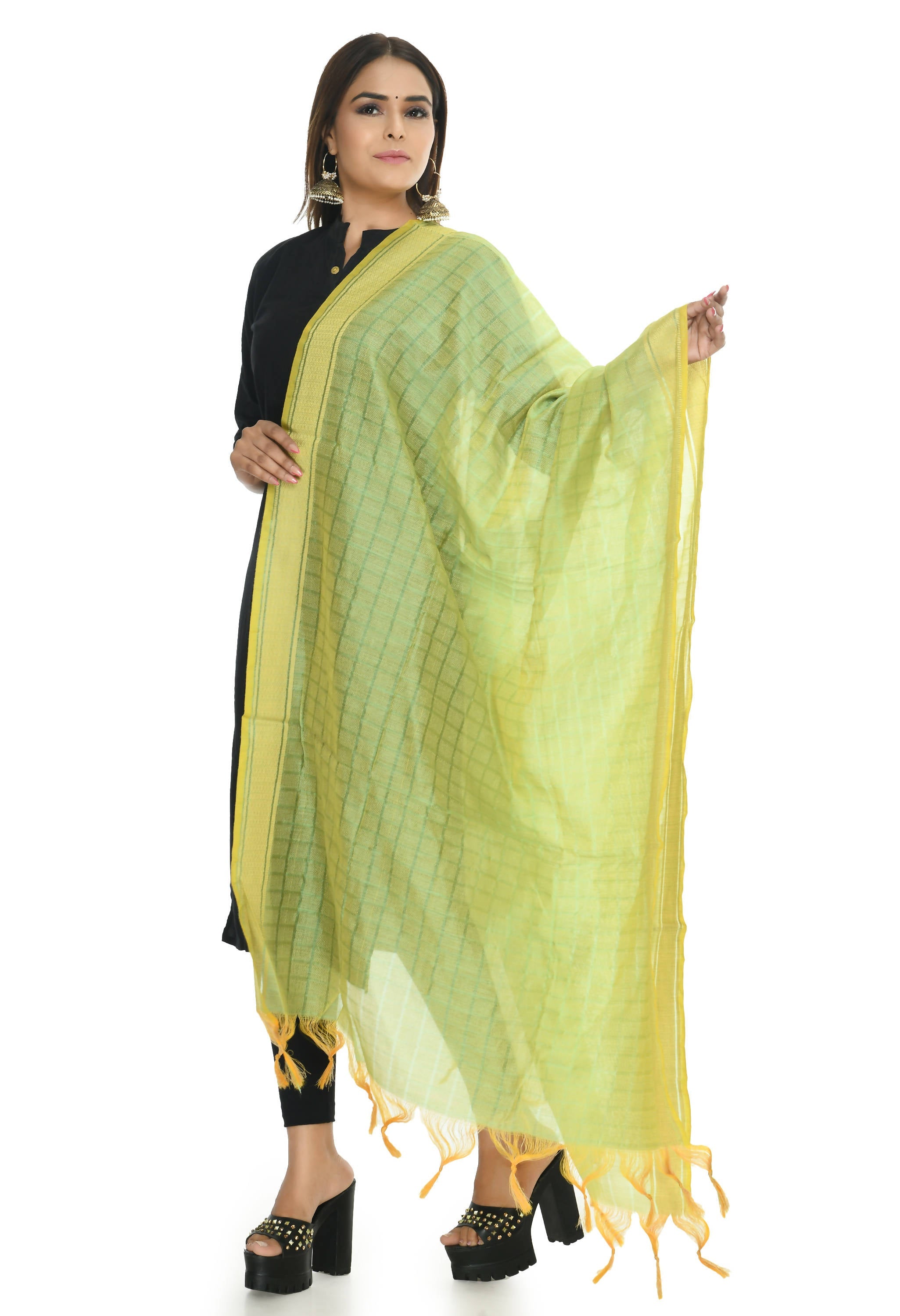 Mominos Fashion Moeza Handloom Cotton Pista Green Dupatta - Distacart