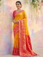Shree Shyam Fashion Yellow Soft Silk Saree - Distacart