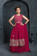 Kids Wedding Designer Pink Georgette Naira Cut Salwar Suit - Aaradhna