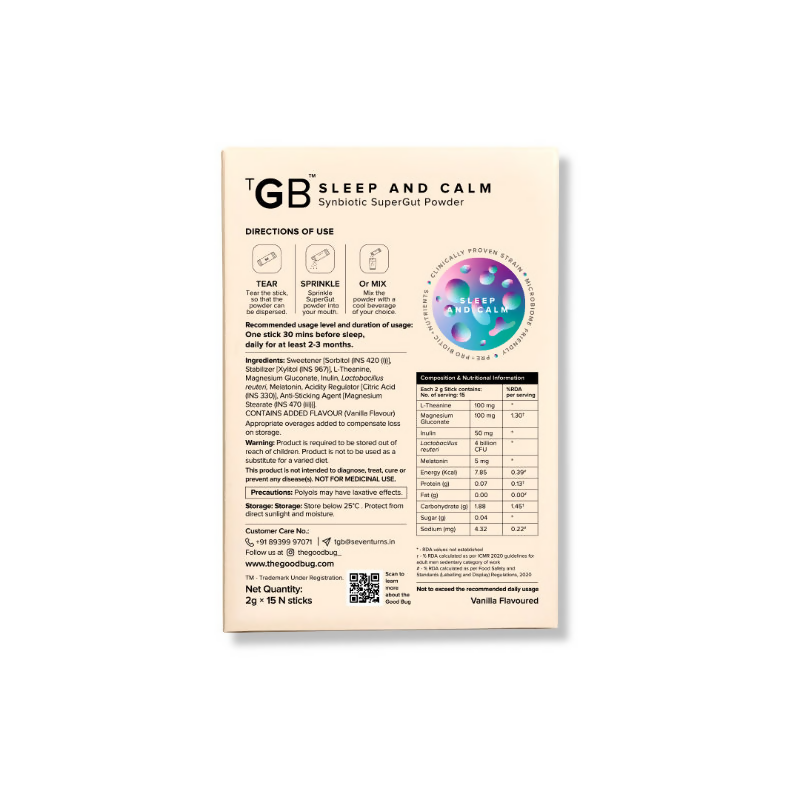 The Good Bug Sleep and Calm SuperGut Powder for Healthy Deep Sleep & Stress Relief 15 Days Pack - Distacart